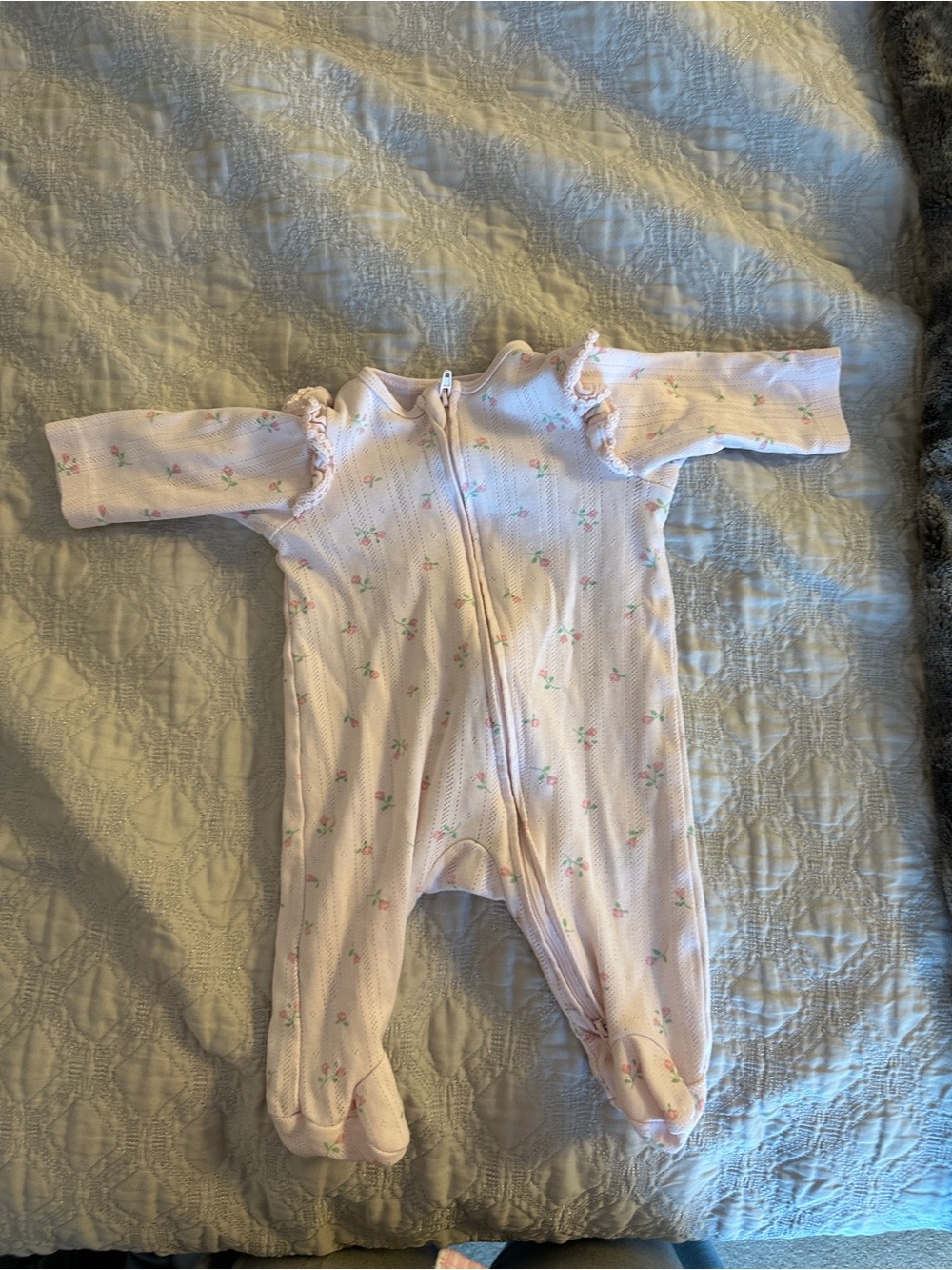 Little Me Light Pink Floral Footed One-Piece